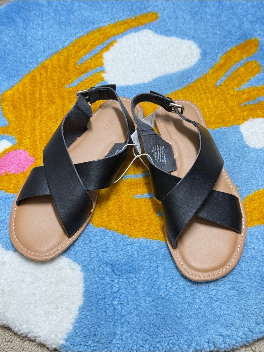 Old Navy Black Cross-Strap Sling-Back Sandals
